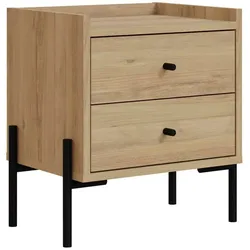 Nachttisch DECORTIE "MALTA NACHTTISCH", braun (eiche), B:49cm H:52cm T:35cm, Tische, Leichte Montage, Lagerung, Platzsparend