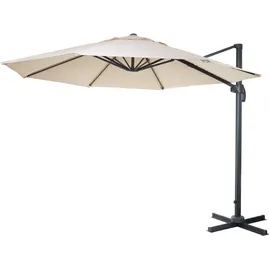 Mendler Gastronomie-Ampelschirm HWC-A96, Sonnenschirm, rund Ø 4m Polyester Alu/Stahl 27kg mit Ständer - creme