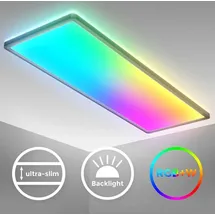 B.K.Licht LED Panel dimmbar flach Deckenleuchte 58x20cm Lampe, RGB+W Farbwechsel 22W schwarz