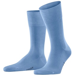 FALKE Herren Socken - Tiago, Strümpfe, Baumwolle, Logo, lang, einfarbig Hellblau 43-44