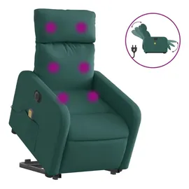 vidaXL Massagesessel Elektrisch Polyester 89,5 x 95,5 x 0 cm Dunkelgrün mit Aufstehhilfe