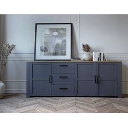 Sideboard FORTE „Bohol“ Sideboards Gr. B/H/T: 220,8 cm x 87,2 cm x 42 cm, 3, blau (riviera oak, navy oak,, oak) Sideboards Breite 220 cm