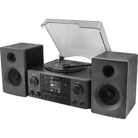 Soundmaster Musikcenter Elite Line MCD1950SW, Plattenspieler, CD, Bluetooth, DAB+, MP3, 2x 10 W, Schwarz