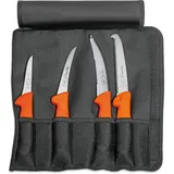 Friedr. Dick DICK Textil-Rolltasche "Jagd" 4-tlg. (Maße 34,50 x 35,50 x 6 cm, mit Aufbrechmesser, Ringelmesser, Ausbeinmesser und Jagdknochensäge, Farbe Orange, Jagdmesserset) 82061000