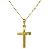 HOPLO Kreuzanhänger Anhänger Kreuz mit massiver Goldkette 1,1 mm 333-8 Karat Gold, Made in Germany 42 cm