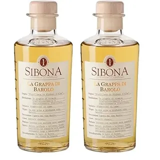 Sibona Grappa di Barolo mit 40% vol. (1 x 0,5l) – Feiner, samtiger Grappa aus Italien (Packung mit 2)