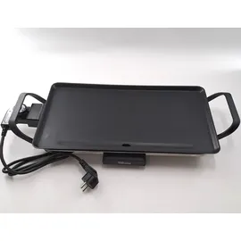 Tristar Slim M – Großzügige Backfläche von 46 x 26 cm – Antihaftbeschichtung – Abnehmbare Cool-Touch Griffe – Einstellbarer Thermostat – Leicht zu reinigen – BP-2667 Tischgrill Silber, Schwarz