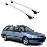 Omac Barres De Toit Pour Peugeot 306 Break 1997-2001 – Antivol Inclus – Charge Max 75 Kg – 2 Barres Argent