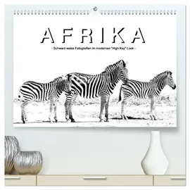Calvendo AFRIKA - Schwarz-weiss Fotografien im modernen "High Key" Look (hochwertiger Premium Wandkalender 2026 DIN A2 quer), Kunstdruck in Hochglanz: Foto ... Fotokalender (CALVENDO Tiere)