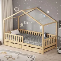 ML-Design Hausbett 90 x 200 cm Kiefer naturbelassen beige