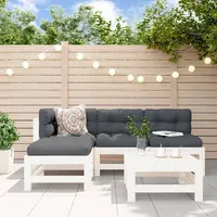 VidaXL 5-tlg. Garten-Lounge-Set Weiß Massivholz Kiefer