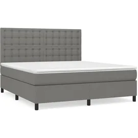 vidaXL Boxspringbett mit Matratze Dunkelgrau 160x200 cm Stoff - Grau
