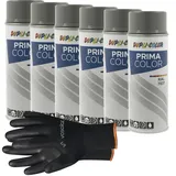 vasalat Dupli-Color Lackspray staubgrau glänzend RAL 7037 - Sprühlack für Metall, Kunststoff und Holz - wetterfeste Sprühfarbe für den Innen- und Außenbereich UV -beständig, 6 Stück
