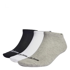 adidas Unisex Thin Linear 3 Pairs Sneaker-Socken, Medium Grey Heather/White/Black, L