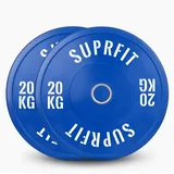 SF SUPRFIT Hantelscheiben Colored Bumper Plate White Logo (Paar) blau