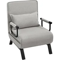 Woltu Schlafsessel 3 in 1 Leinen 60 x 78 x 75 cm Grau mit Kissen