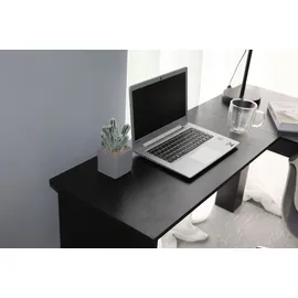 Mondeer Eckschreibtisch Computertisch, L-Förmig Schreibtisch mit 2 abgerundeten Ablagen Schwarz - Schwarz