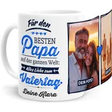 Tassenliebling® Tasse Papa mit Fotos und Sprüchen und Namen personalisiert - Für den besten Papa - Fototasse mit eigenen Bildern selbst gestalten - Vatertagsgeschenk