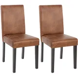 2er-Set Esszimmerstuhl Littau, Lehnstuhl, Textil Wildlederimitat, dunkle Beine
