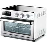 TurboTronic digitaler Heißluftofen - XXL 32 Liter mit Drehspieß für Hähnchen 5 in1 Mini Backofen, Dörrer & Power Heißluftfritteuse Airfryer ab 25°C