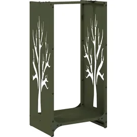 vidaXL Kaminholzregal Kaltgewalzter Stahl 40 x 30 x 80 cm Olivgrün