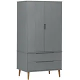vidaXL Kleiderschrank Garderobenschrank Hochschrank Schrank Schlafzimmerschrank Holzschrank Schubladen Grau 90x55x175cm Massivholz Kiefer