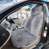 Altlue Autositzbezüge Lammfell Autositzbezug Lammfell Autositz Schaffell Sitzbezug Für Auto Wolle Sitzauflage Schaffell Auto Fell Autositzbezüge Fell Vordersitze Grau - Universal (einteilig)