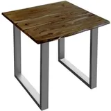 sam möbel gmbh Esstisch Baumkante massiv Akazie nussbaum 80 x 80 silber U-Gestell LUBIN - Braun