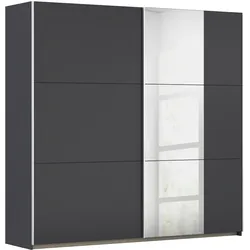 Schwebetürenschrank RAUCH "Kleiderschrank Garderobe TOPSELLER AURELIO mit 3 Ausstattungsvarianten", grau (graumetallic), B:218cm H:210cm T:59cm, Holzwerkstoff, Schränke, 3 verschiedene Ausstattungsvarianten Griffe aus Metall MADE IN 