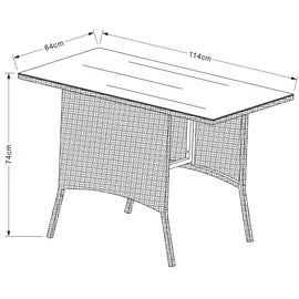 VCM Raloso Gartentisch 114 x 64 x 74 cm Grau