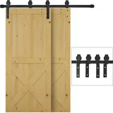 Homcom Schiebetürsystem Laufschiene Schiebetürbeschlag für Holzschiebetür Zubehör Barn Door Hardware Kit Schwarz