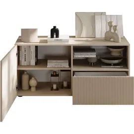 INOSIGN Lowboard INOSIGN "Rio Breite 120 cm, TV-Board 1 Tür u. 1 Schubkasten, TV-Schrank", cashmere, front mit geriffelter struktur, B:121cm H:57cm T:42cm, FSC-zertifizierter Holzwerkstoff, Sideboards, Lowboard, geriffelte MDF-Fronten, modern u.