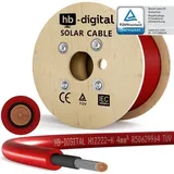 hb-digital Solarkabel 200m H1Z2Z2-K Photovoltaik Kabel 4mm2 für PV Anlagen rot