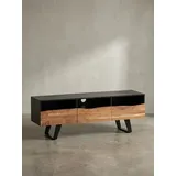 KADIMA DESIGN Lowboard 140x50x40 cm Schwarz Akazie/Massivholz