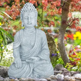Relaxdays Buddha Figur sitzend 40 cm grau