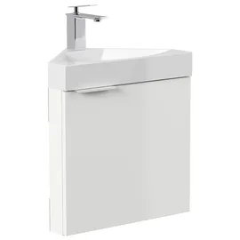 Posseik Eckbadmöbel Delta Slimline für Gäste-WC SoftClose Weiß Hochglanz