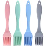 4 Stück Silikonpinsel, hitzebeständiger Silikon-Backpinsel, Grillbürste Pinsel, Kitchen Kochpinsel Kuchenpinsel, Küchenpinsel zum Kochen, Backen, Grillen, Backpinsel(4 Farben)