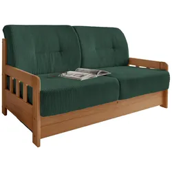 Schlafsofa Camino Holzkorpus Kiefer/Dunkelgrün