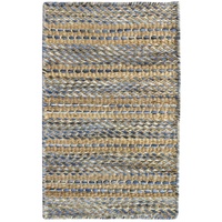 HAMID - Woll- und Jute-Teppich Olivia, Handgewebter Woll-Jute-Teppich für Wohnzimmer, Schlafzimmer, Blau Geädert, (40 x 60 cm)