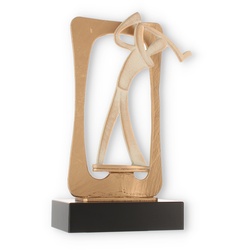 Pokal Zamakfigur Frame Golfer gold-weiß auf schwarzem Holzsockel 23,5cm