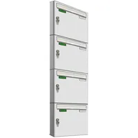 AL Briefkastensysteme Basic 4er Briefkasten Weiß inkl. Zeitungsfach