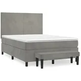 vidaXL Boxspringbett mit Matratze Hellgrau 140x200 cm Samt