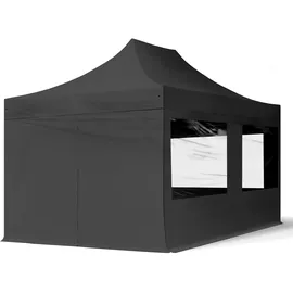 TOOLPORT Faltpavillon Economy 3 x 4,5 m inkl. 4 Seitenteile schwarz 59359