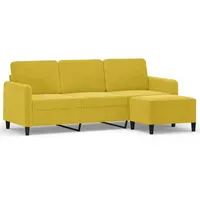 VidaXL 3-Sitzer-Sofa mit Hocker Gelb 180 cm Samt