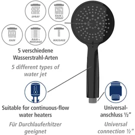Wenko Brauseset Young Schwarz 66 cm