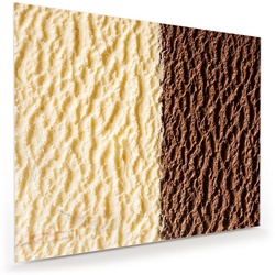 Primedeco Glasbild Wandbild Schokoladen und Vanilleeis mit Aufhängung, Süsses braun 100 cm x 80 cm