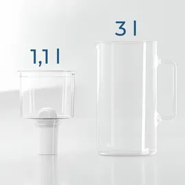 Wessper Wasserfilterkanne Glas Weiß 3 L