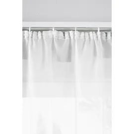 Gardinenbox 2er-Pack Gardinen Transparent Vorhang Set Wohnzimmer Voile Schlaufenschal mit Bleibandabschluß HxB 225x140 cm Weiß,