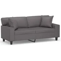 vidaXL Sofa + Bettsofa, Sofa 2 Sitzer, mit Zierkissen Grau 140 cm Kunstleder