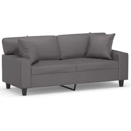vidaXL Sofa + Bettsofa, Sofa 2 Sitzer, mit Zierkissen Grau 140 cm Kunstleder